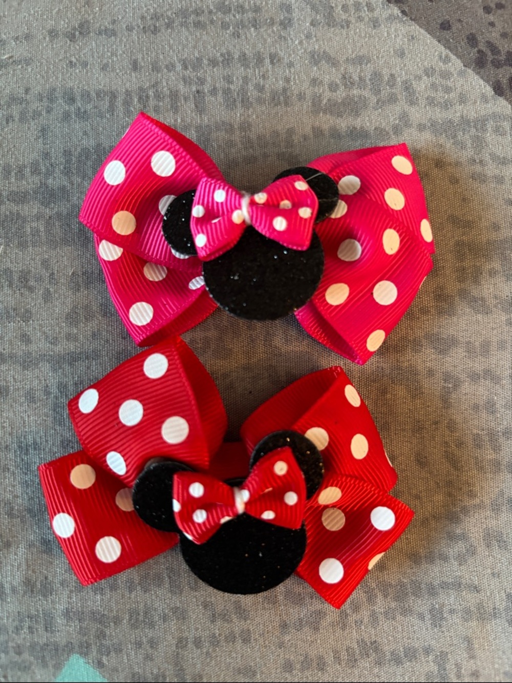 Polka Dot Minnie-Inspired Hair Bows - Pink & Red